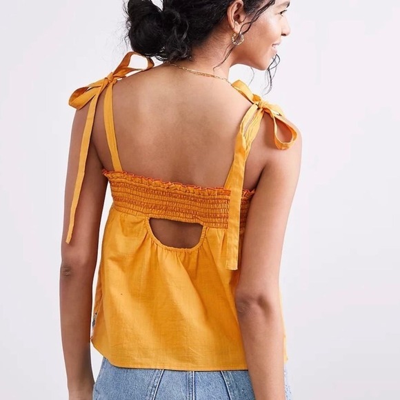 Anthropologie Gold Embroidered Swing Tank Size LP - Picture 4 of 12